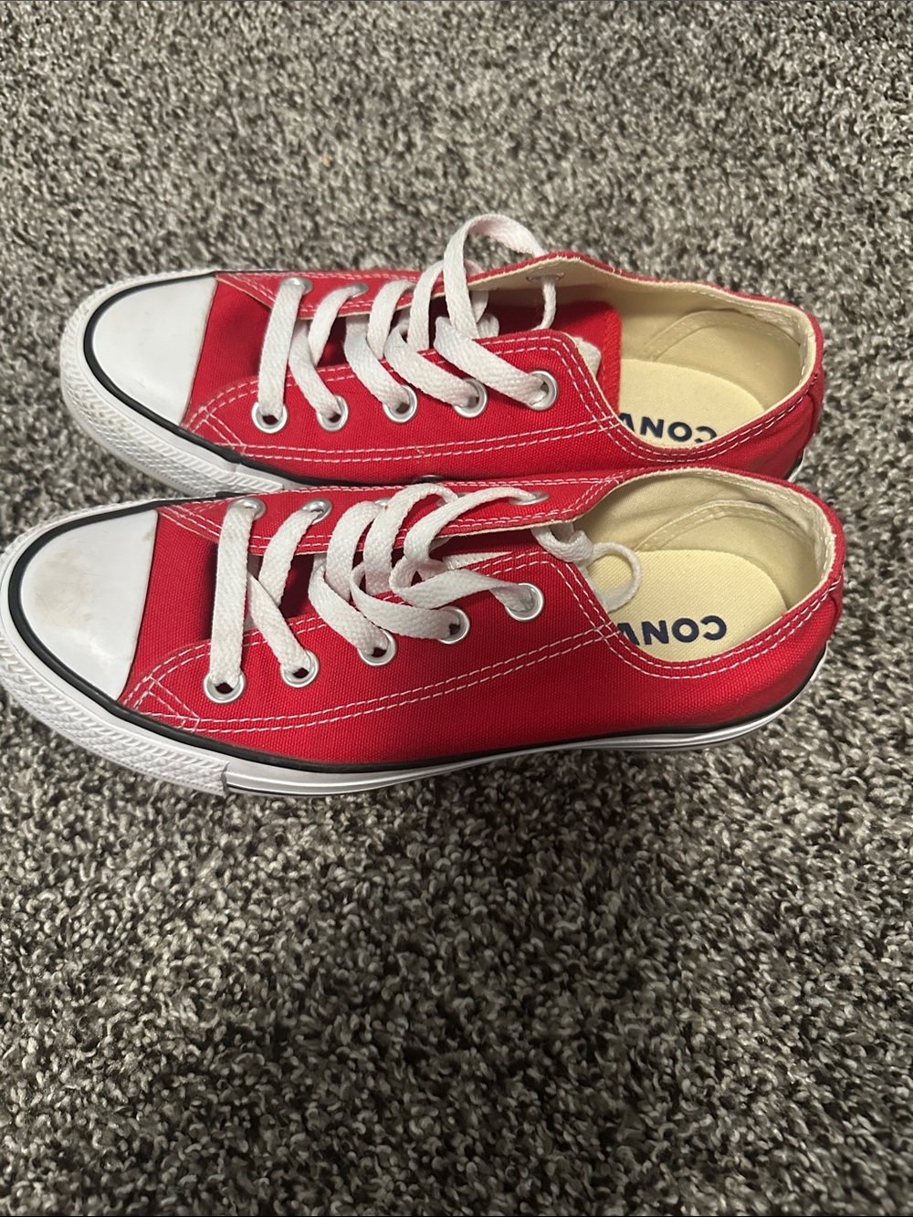 Converse Kids Low Top Canvas Sneakers in Red with White Accents